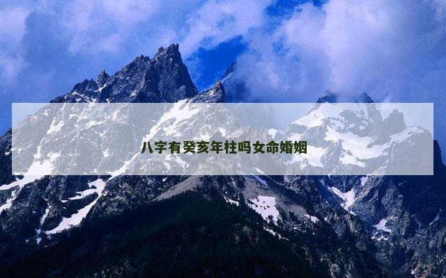 八字有癸亥年柱吗女命婚姻