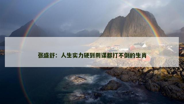 张盛舒：人生实力硬到阴谋都打不倒的生肖