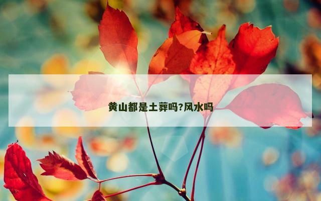 黄山都是土葬吗?风水吗
