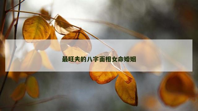 最旺夫的八字面相女命婚姻