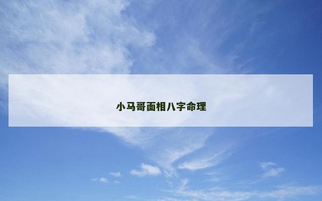 小马哥面相八字命理