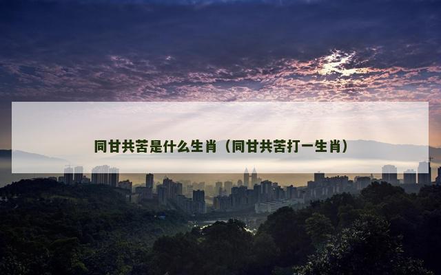 同甘共苦是什么生肖（同甘共苦打一生肖）