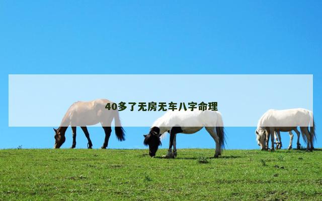 40多了无房无车八字命理