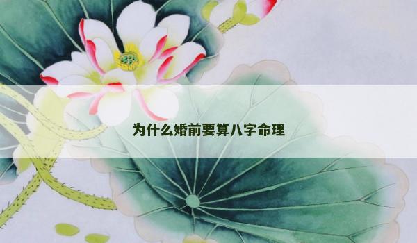 为什么婚前要算八字命理