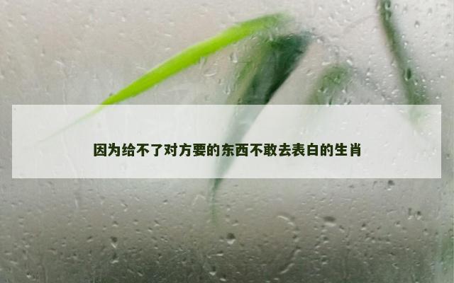 因为给不了对方要的东西不敢去表白的生肖