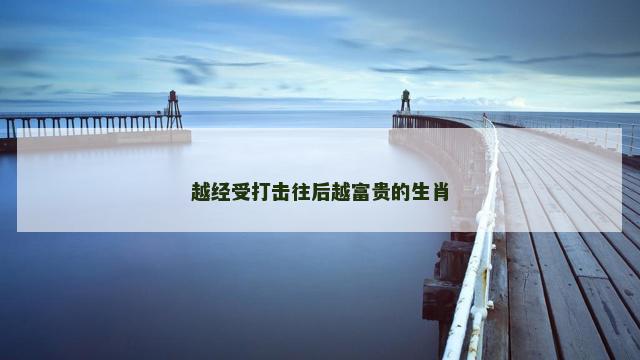 越经受打击往后越富贵的生肖