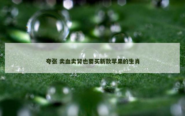 夸张 卖血卖肾也要买新款苹果的生肖
