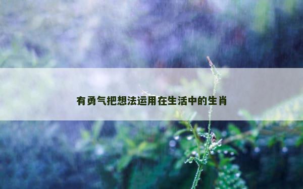 有勇气把想法运用在生活中的生肖