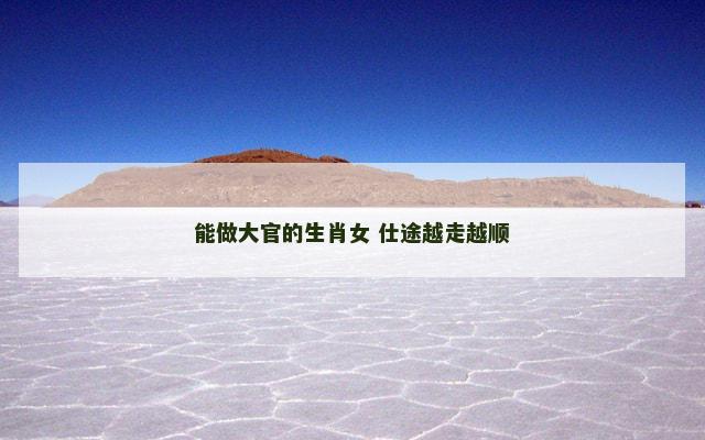能做大官的生肖女 仕途越走越顺
