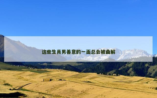 这些生肖男善意的一面总会被曲解