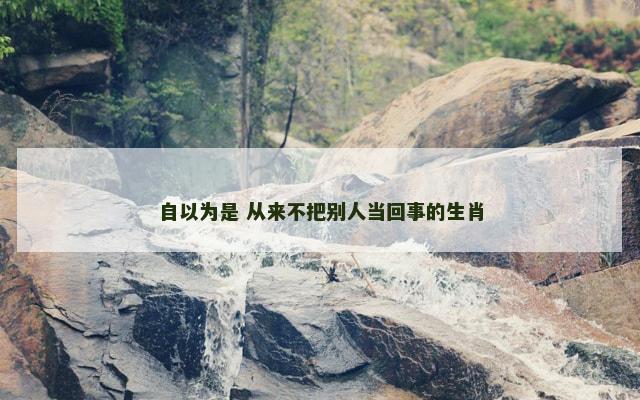 自以为是 从来不把别人当回事的生肖