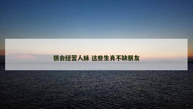 很会经营人脉 这些生肖不缺朋友