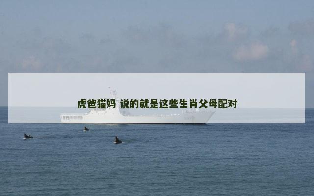 虎爸猫妈 说的就是这些生肖父母配对