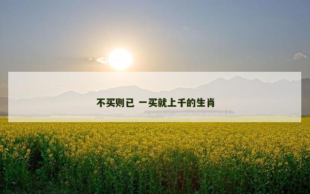 不买则已 一买就上千的生肖