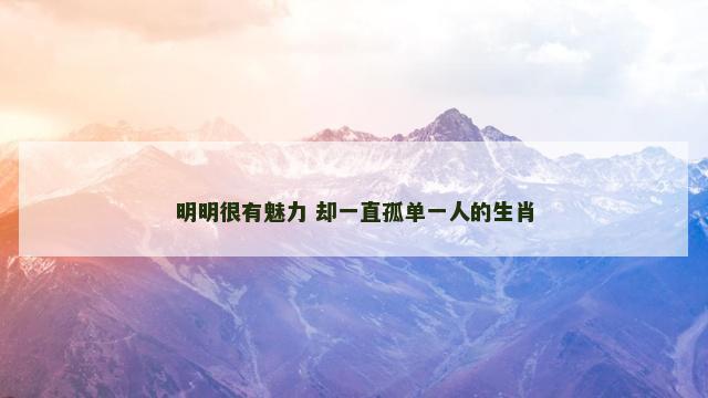 明明很有魅力 却一直孤单一人的生肖