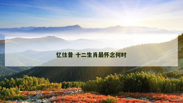 忆往昔 十二生肖最怀念何时