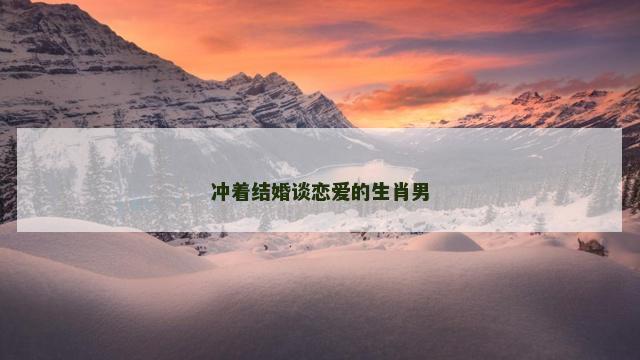 冲着结婚谈恋爱的生肖男
