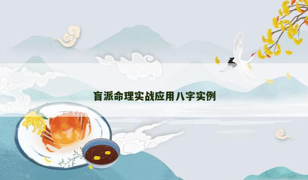 盲派命理实战应用八字实例