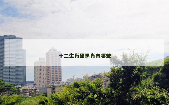 十二生肖里黑肖有哪些