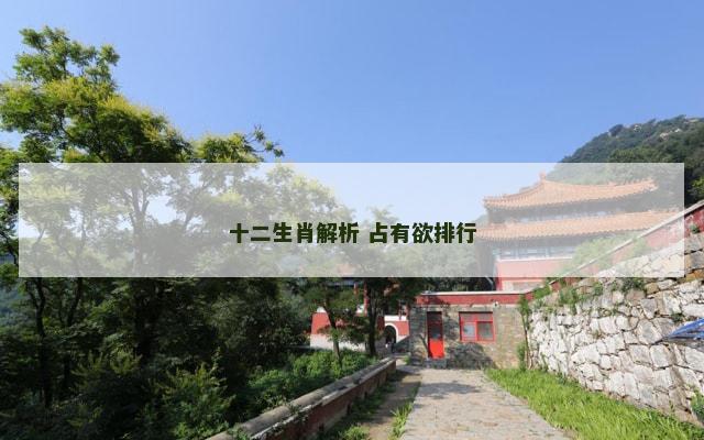 十二生肖解析 占有欲排行