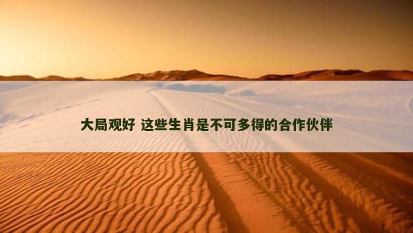 大局观好 这些生肖是不可多得的合作伙伴