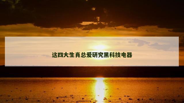 这四大生肖总爱研究黑科技电器