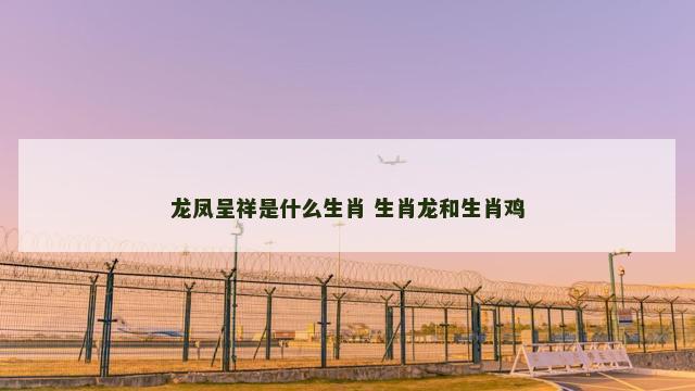 龙凤呈祥是什么生肖 生肖龙和生肖鸡