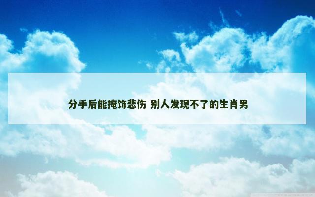 分手后能掩饰悲伤 别人发现不了的生肖男
