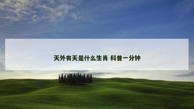 天外有天是什么生肖 科普一分钟