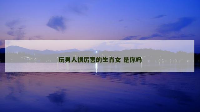 玩男人很厉害的生肖女 是你吗