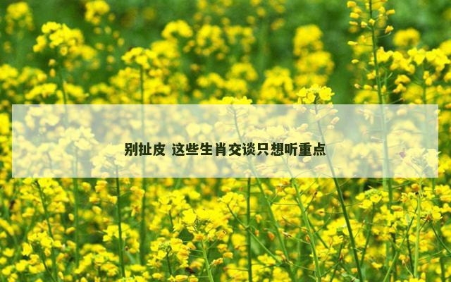 别扯皮 这些生肖交谈只想听重点