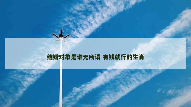 结婚对象是谁无所谓 有钱就行的生肖