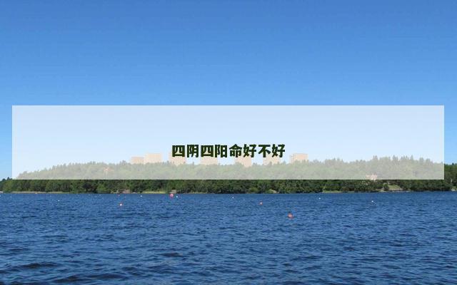四阴四阳命好不好