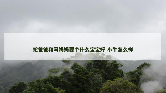 蛇爸爸和马妈妈要个什么宝宝好 小牛怎么样