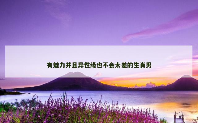 有魅力并且异性缘也不会太差的生肖男