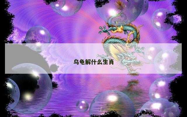 乌龟解什么生肖