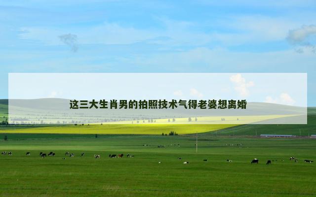 这三大生肖男的拍照技术气得老婆想离婚