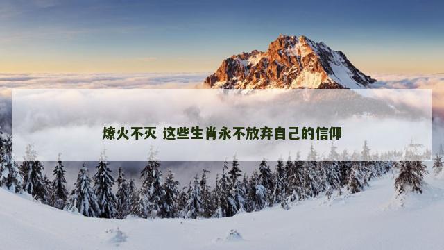 燎火不灭 这些生肖永不放弃自己的信仰