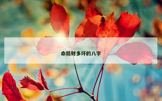 命局财多坏的八字