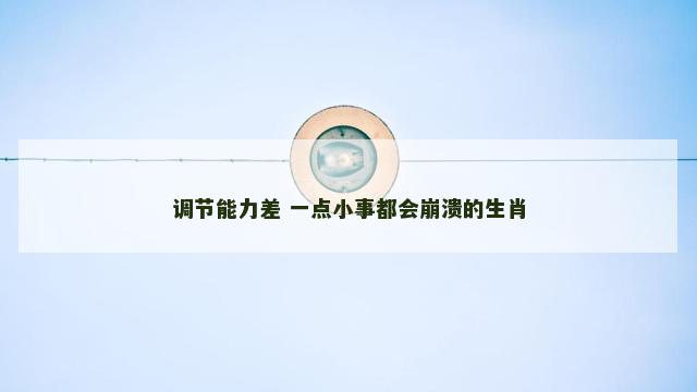 调节能力差 一点小事都会崩溃的生肖