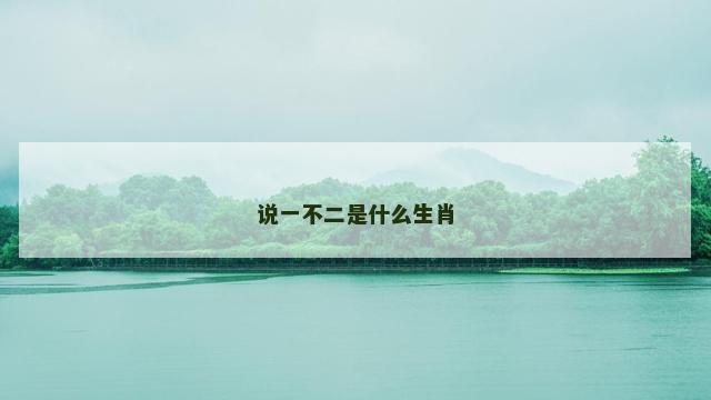 说一不二是什么生肖