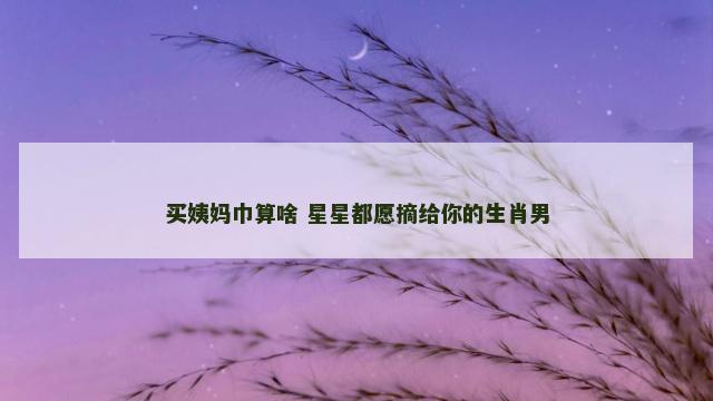 买姨妈巾算啥 星星都愿摘给你的生肖男