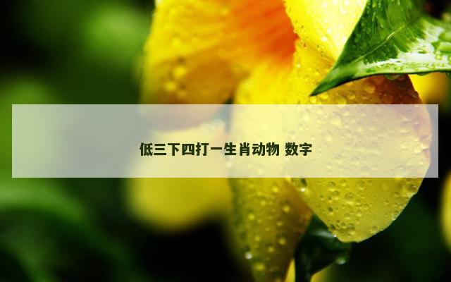 低三下四打一生肖动物 数字