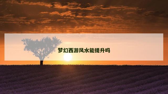 梦幻西游风水能提升吗