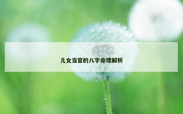 儿女当官的八字命理解析