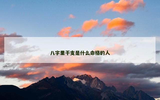 八字里干支是什么命格的人