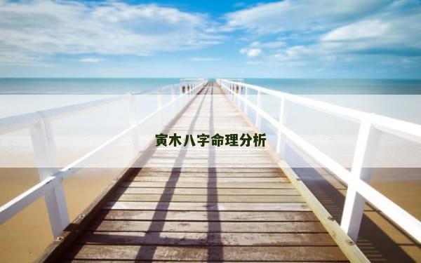寅木八字命理分析