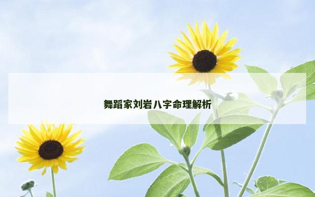 舞蹈家刘岩八字命理解析