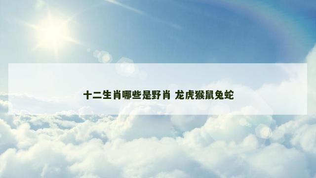 十二生肖哪些是野肖 龙虎猴鼠兔蛇