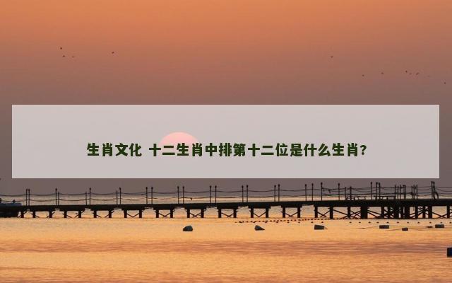 生肖文化 十二生肖中排第十二位是什么生肖?